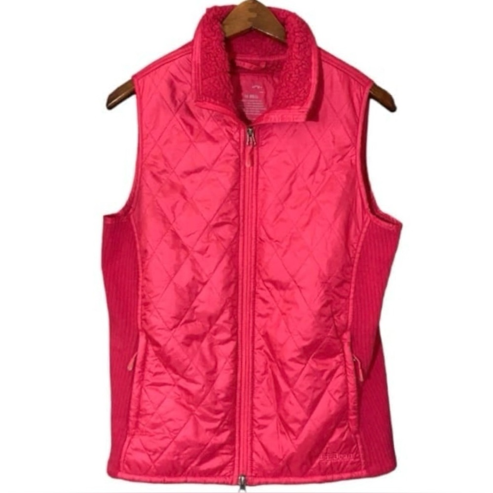 LL Bean Quilted Vest M Pink Lightweight Zip Front Base Layer Outdoor Hiking